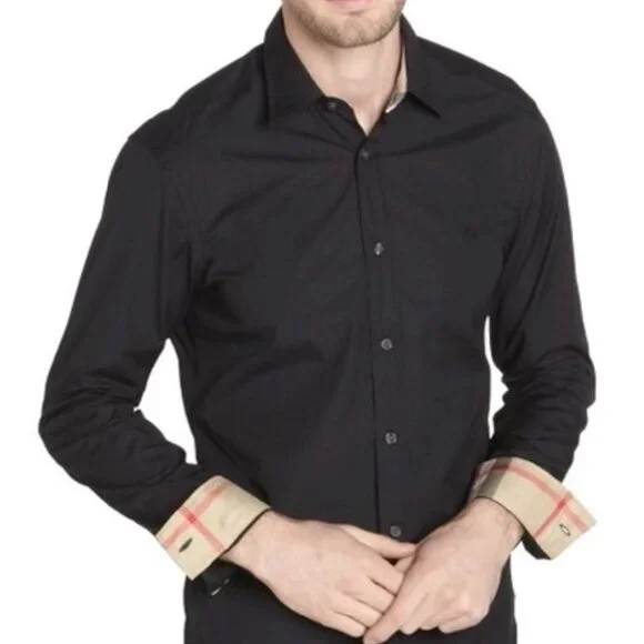 burberry dress shirt black Men's Burberry Designer Casual Button-Down Shirts
